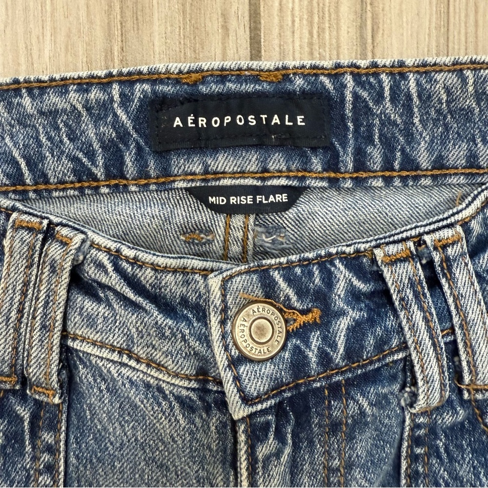 Aeropostale Women's Denim Y2K Mid Rise Flare Cargo Jeans Size OR - Picture 7 of 10